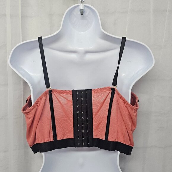 Lela Rose Salmon Black Lace Cropped Tank Top Corset Back Boho Goth Gypsy 18/20 - Picture 6 of 11